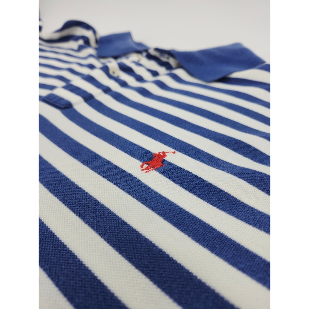 Polo Ralph Lauren Striped Polo Shirt Mens 2XLT Tall Blue White Cotton Pique